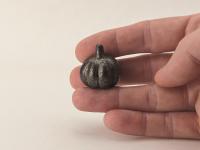 Set of 3 mini handmade ceramic pumpkins. One of a kind cute Halloween gift, decor.  Spooky, metallic black/gold glaze. Small-batch pottery.