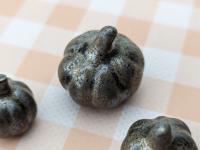 Set of 3 mini handmade ceramic pumpkins. One of a kind cute Halloween gift, decor.  Spooky, metallic black/gold glaze. Small-batch pottery.