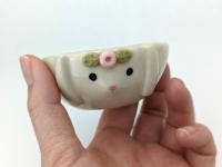 Small handmade bunny bowl. Cute rabbit dish. Candy bowl, snack bowl, trinket bowl, tiny planter. Small-batch ceramics. Hand-painted pottery.