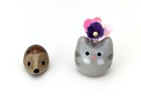 Cute handmade ceramic cat vase. Tiny kitty vase. Adorable cat figurine. Small-batch ceramics. Hand-painted pottery.