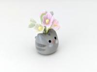 Cute handmade ceramic cat vase. Tiny kitty vase. Adorable cat figurine. Small-batch ceramics. Hand-painted pottery.