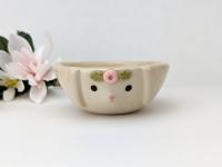 Small handmade bunny bowl. Cute rabbit dish. Candy bowl, snack bowl, trinket bowl, tiny planter. Small-batch ceramics. Hand-painted pottery.