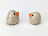 Adorable handmade ceramic mommy and me chicken set. Cute unique mini figurines. Good luck charm. Small-batch ceramics. Hand-painted pottery.