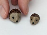 Adorable handmade ceramic mommy & me hedgehog set. Cute unique mini figurines. Good luck charm. Small-batch ceramics. Hand-painted pottery.