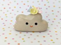 Adorable handmade ceramic cloud vase. Cute happy cloud. Tiny pottery vase. Small-batch ceramics. Hand-painted pottery. Kawaii ceramics.