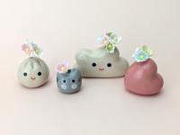 Adorable handmade ceramic cloud vase. Cute happy cloud. Tiny pottery vase. Small-batch ceramics. Hand-painted pottery. Kawaii ceramics.