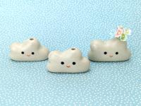 Adorable handmade ceramic cloud vase. Cute happy cloud. Tiny pottery vase. Small-batch ceramics. Hand-painted pottery. Kawaii ceramics.