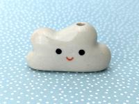 Adorable handmade ceramic cloud vase. Cute happy cloud. Tiny pottery vase. Small-batch ceramics. Hand-painted pottery. Kawaii ceramics.