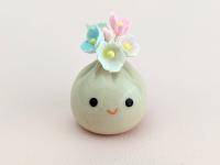 Cute handmade ceramic dumpling vase. Happy soup dumpling vase. Adorable gyoza. Xiao long bao. Small-batch ceramics. Hand-painted pottery.