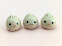 Cute handmade ceramic dumplings, set of 2. Happy soup dumplings. Foodie gift. Xiao long bao. Small-batch ceramics. Hand-painted pottery.