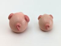 Adorable handmade ceramic mommy and me pig set. Cute unique mini figurines. Good luck charm. Small-batch ceramics. Hand-painted pottery.