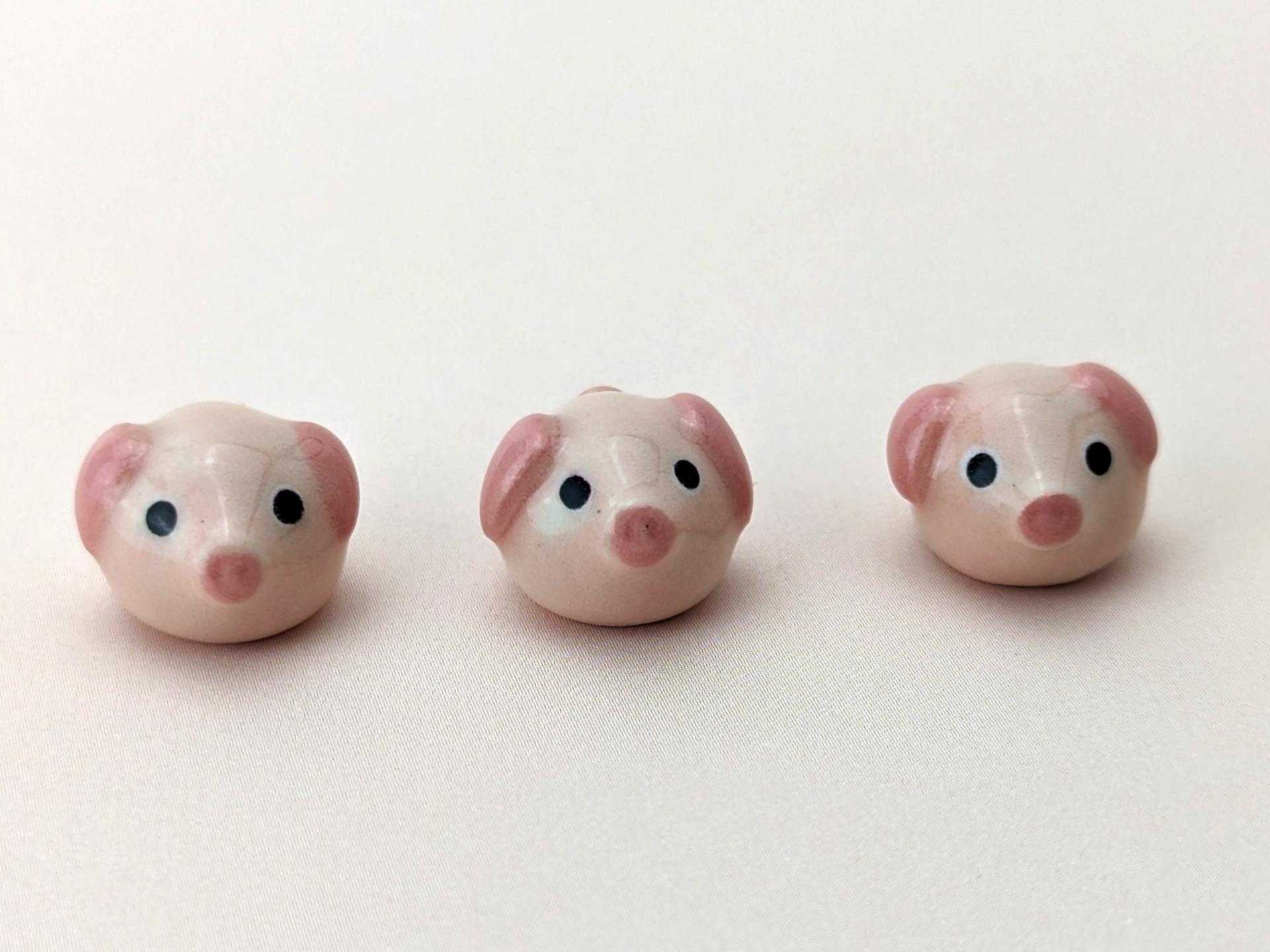 Cute handmade mini ceramic pig figurine. Unique desk buddy. Terrarium decor. Good luck charm. Small-batch ceramics. Hand-painted pottery.