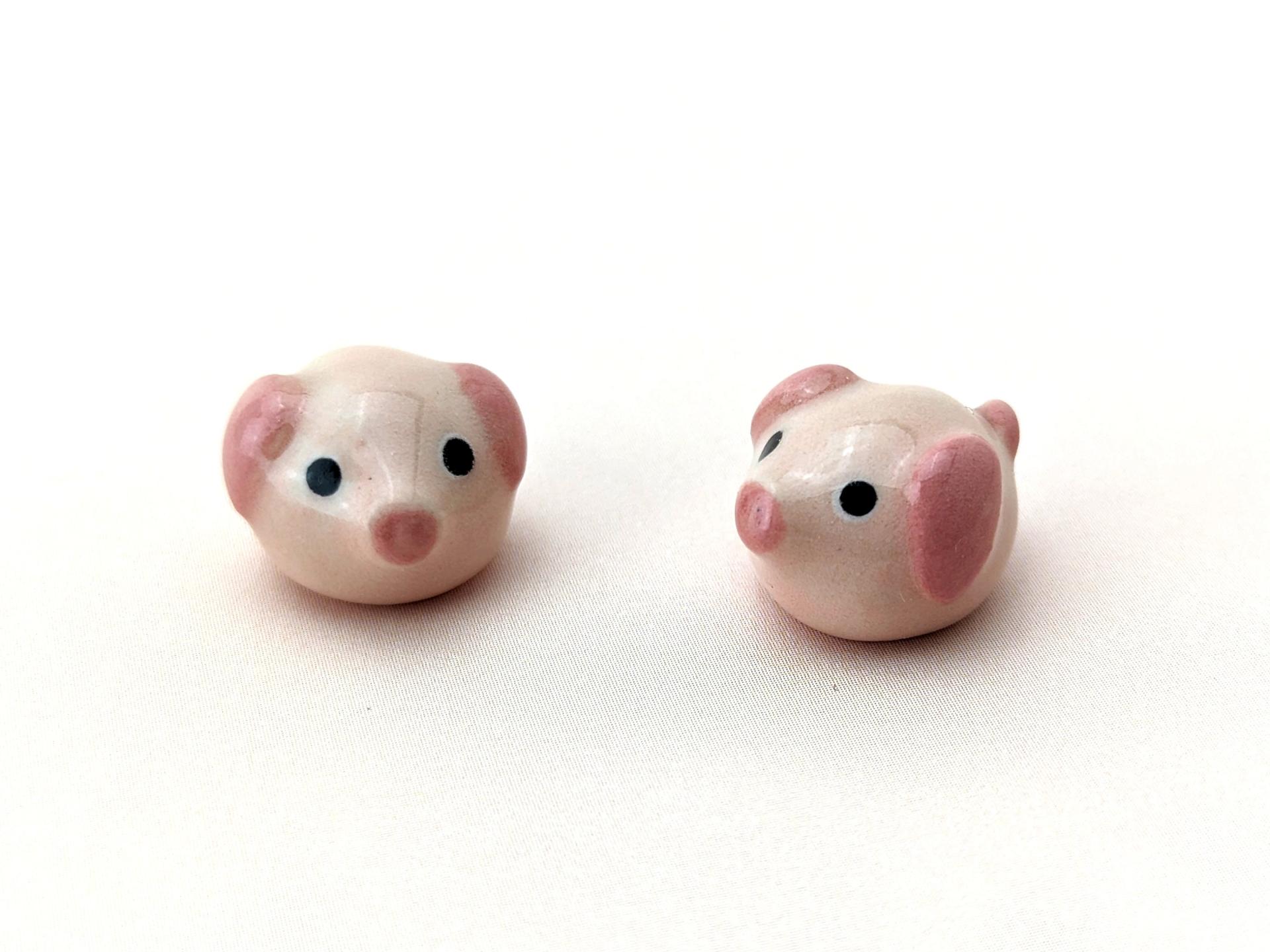 Cute handmade mini ceramic pig figurine. Unique desk buddy. Terrarium decor. Good luck charm. Small-batch ceramics. Hand-painted pottery.