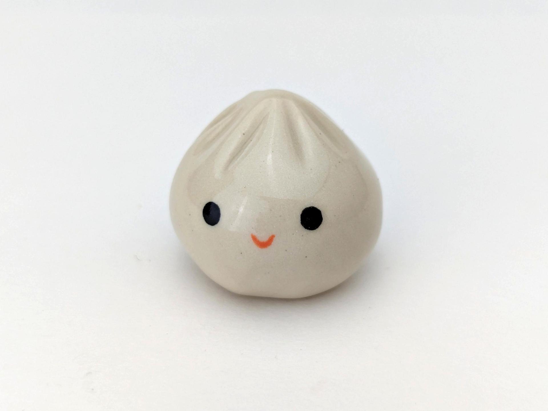 Cute handmade ceramic dumpling. Happy soup dumpling. Adorable gyoza. Foodie gift. Xiao long bao. Small-batch ceramics. Hand-painted pottery.