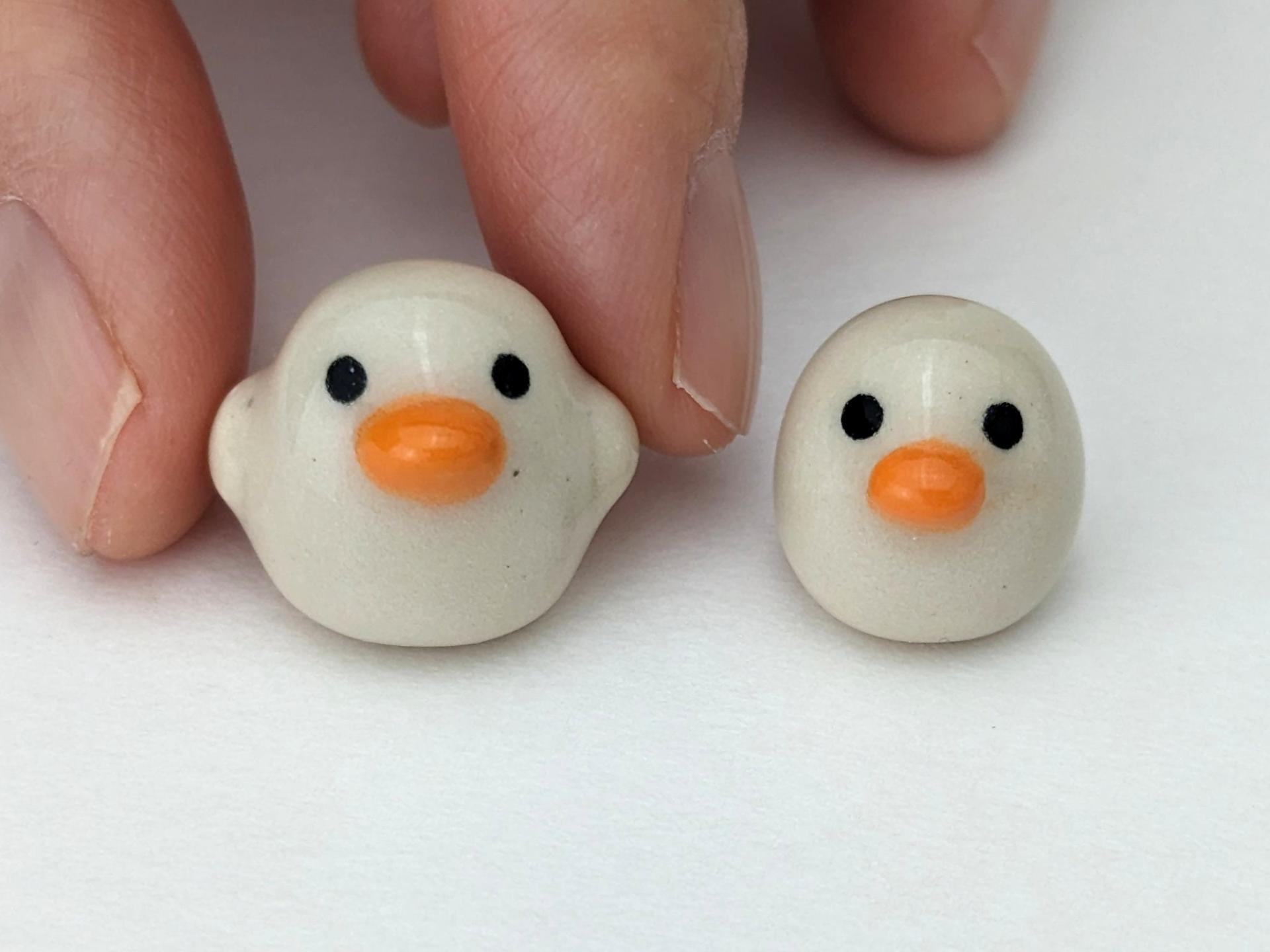 Adorable handmade ceramic mommy and me chicken set. Cute unique mini figurines. Good luck charm. Small-batch ceramics. Hand-painted pottery.