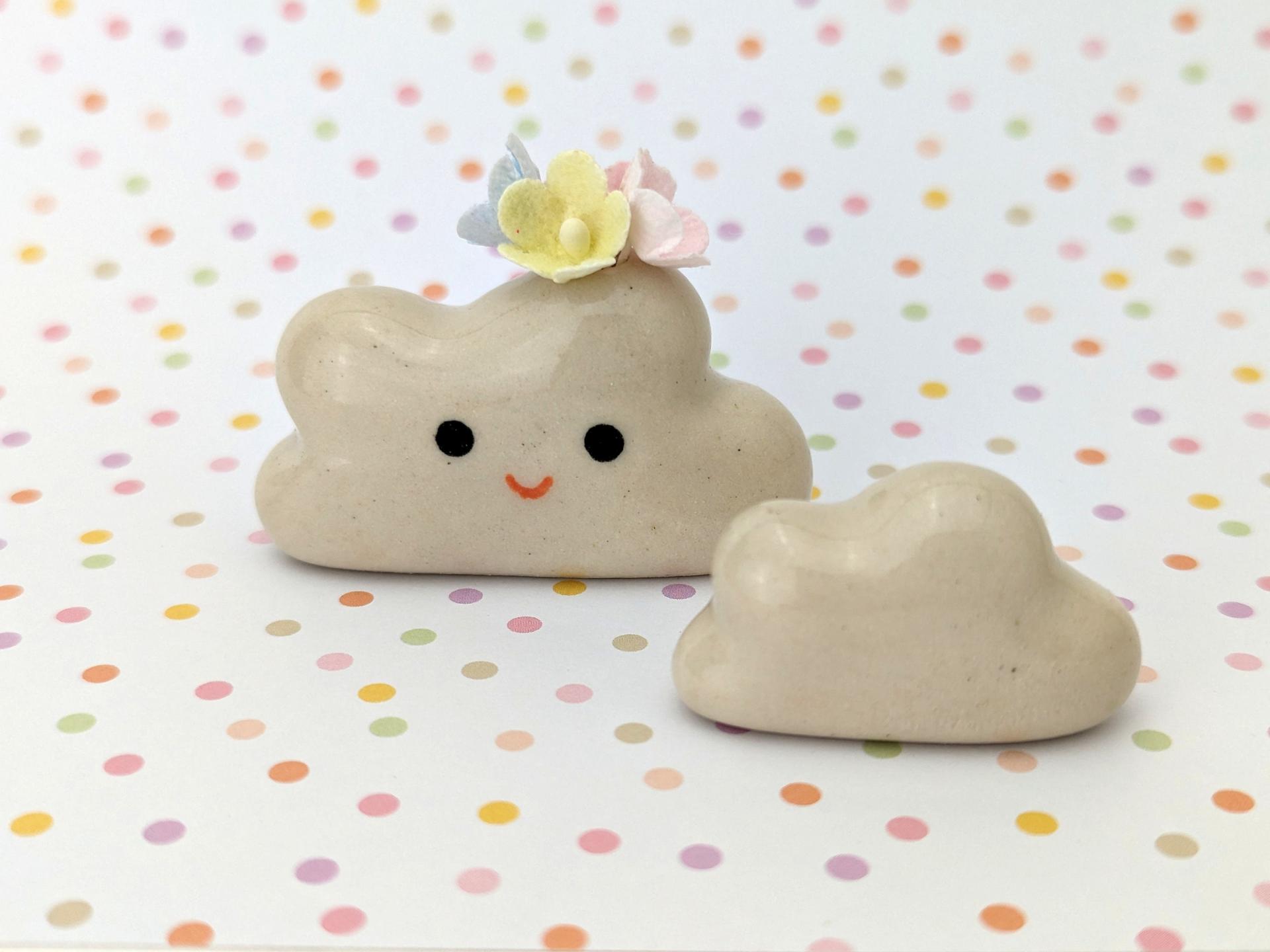 Adorable handmade ceramic cloud vase. Cute happy cloud. Tiny pottery vase. Small-batch ceramics. Hand-painted pottery. Kawaii ceramics.