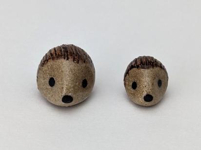 Adorable handmade ceramic mommy & me hedgehog set. Cute unique mini figurines. Good luck charm. Small-batch ceramics. Hand-painted pottery.