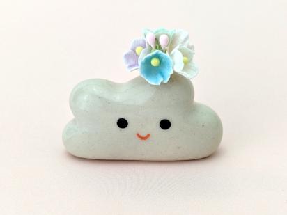 Adorable handmade ceramic cloud vase. Cute happy cloud. Tiny pottery vase. Small-batch ceramics. Hand-painted pottery. Kawaii ceramics.